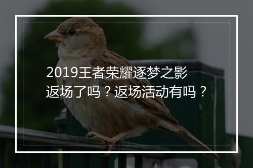 2019王者荣耀逐梦之影返场了吗？返场活动有吗？