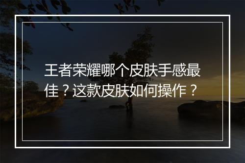 王者荣耀哪个皮肤手感最佳？这款皮肤如何操作？