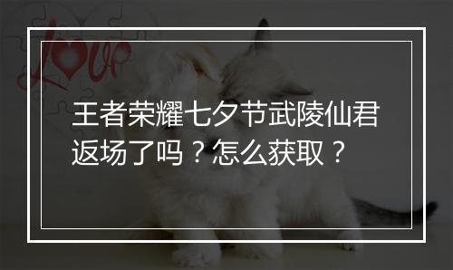 王者荣耀七夕节武陵仙君返场了吗？怎么获取？