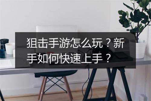 狙击手游怎么玩？新手如何快速上手？