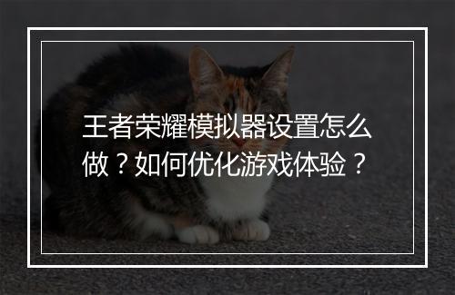 王者荣耀模拟器设置怎么做？如何优化游戏体验？