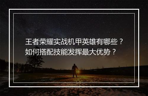 王者荣耀实战机甲英雄有哪些？如何搭配技能发挥最大优势？