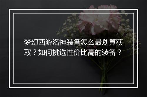 梦幻西游洛神装备怎么最划算获取？如何挑选性价比高的装备？