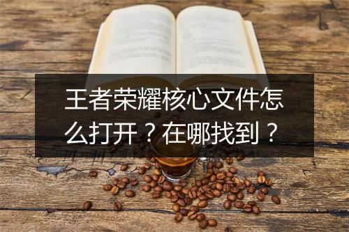 王者荣耀核心文件怎么打开？在哪找到？