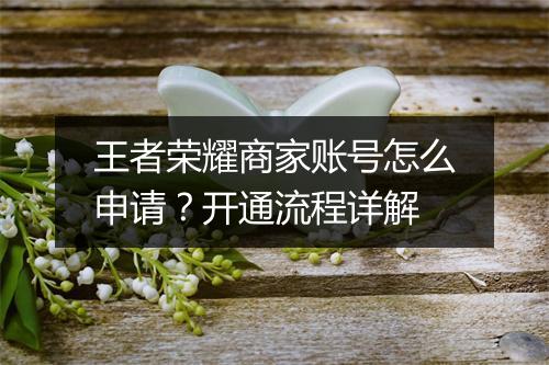 王者荣耀商家账号怎么申请？开通流程详解