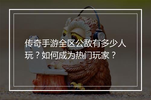 传奇手游全区公敌有多少人玩？如何成为热门玩家？