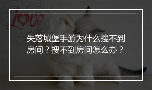 失落城堡手游为什么搜不到房间？搜不到房间怎么办？