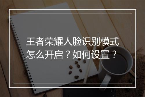 王者荣耀人脸识别模式怎么开启?如何设置?