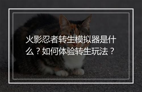 火影忍者转生模拟器是什么？如何体验转生玩法？