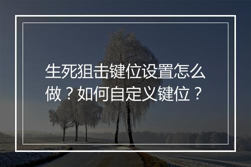 生死狙击键位设置怎么做？如何自定义键位？