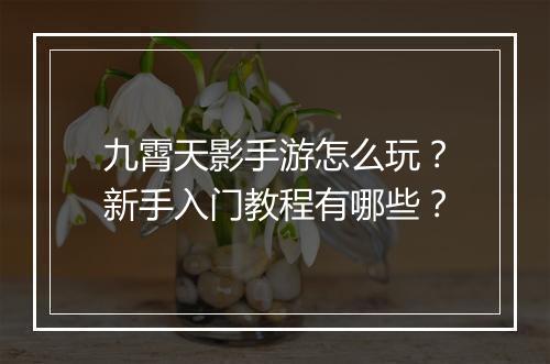 九霄天影手游怎么玩？新手入门教程有哪些？