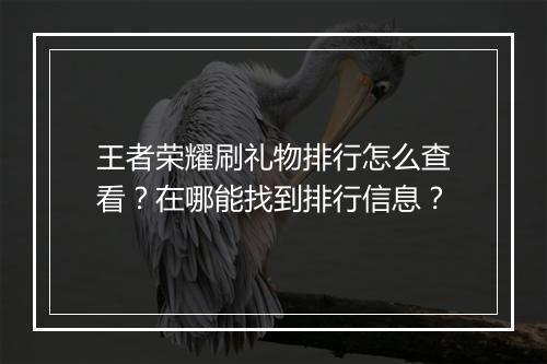 王者荣耀刷礼物排行怎么查看？在哪能找到排行信息？
