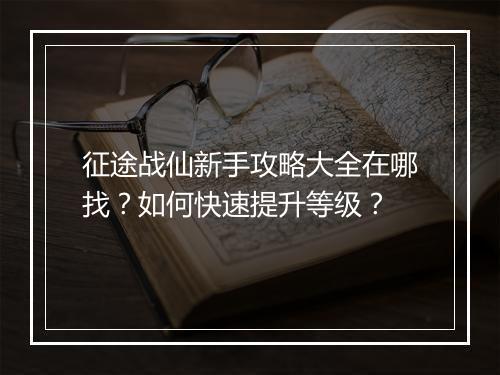 征途战仙新手攻略大全在哪找？如何快速提升等级？