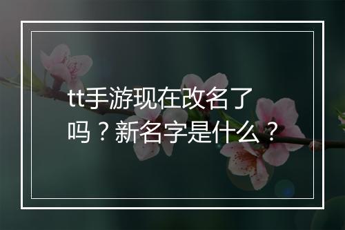 tt手游现在改名了吗？新名字是什么？