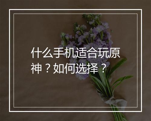 什么手机适合玩原神？如何选择？