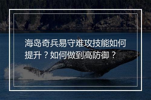 海岛奇兵易守难攻技能如何提升？如何做到高防御？