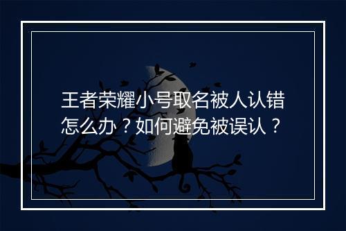 王者荣耀小号取名被人认错怎么办？如何避免被误认？