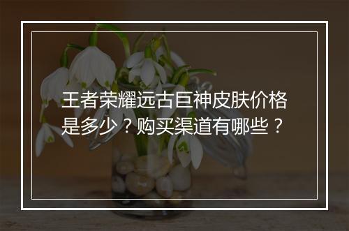王者荣耀远古巨神皮肤价格是多少？购买渠道有哪些？