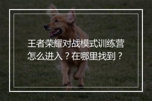 王者荣耀对战模式训练营怎么进入?在哪里找到?
