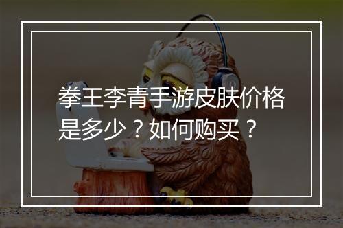 拳王李青手游皮肤价格是多少？如何购买？