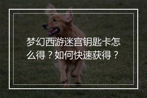 梦幻西游迷宫钥匙卡怎么得？如何快速获得？