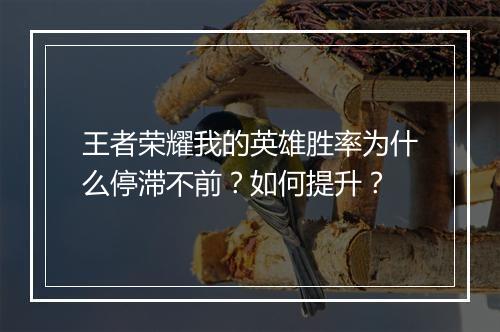王者荣耀我的英雄胜率为什么停滞不前?如何提升?