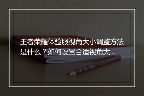 王者荣耀体验服视角大小调整方法是什么？如何设置合适视角大小？