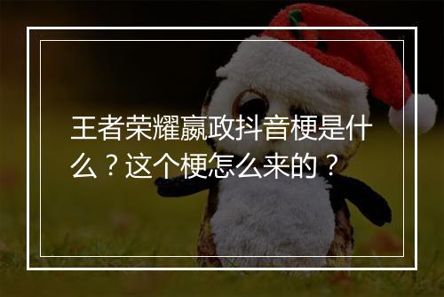 王者荣耀嬴政抖音梗是什么？这个梗怎么来的？