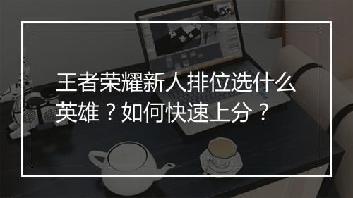 王者荣耀新人排位选什么英雄?如何快速上分?