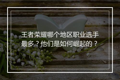 王者荣耀哪个地区职业选手最多？他们是如何崛起的？