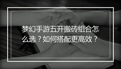梦幻手游五开搬砖组合怎么选？如何搭配更高效？