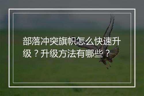部落冲突旗帜怎么快速升级？升级方法有哪些？