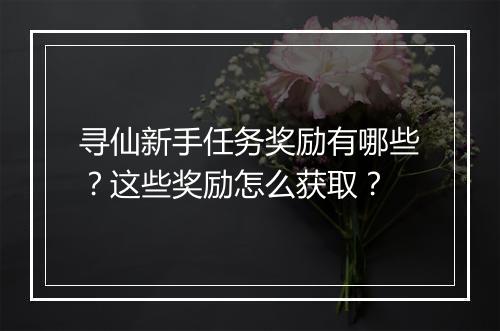 寻仙新手任务奖励有哪些？这些奖励怎么获取？