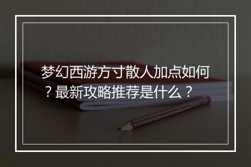 梦幻西游方寸散人加点如何？最新攻略推荐是什么？