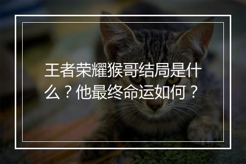 王者荣耀猴哥结局是什么？他最终命运如何？