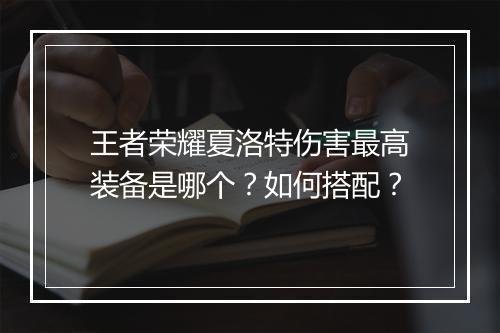 王者荣耀夏洛特伤害最高装备是哪个?如何搭配?