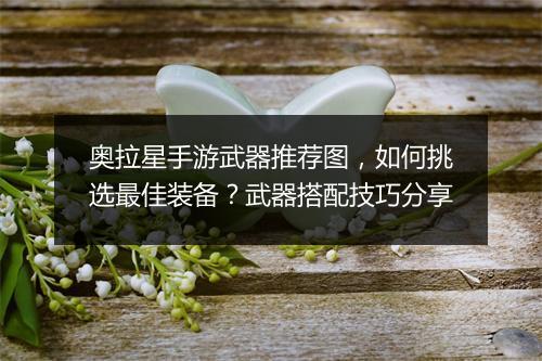 奥拉星手游武器推荐图，如何挑选最佳装备？武器搭配技巧分享