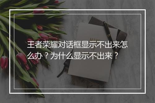 王者荣耀对话框显示不出来怎么办？为什么显示不出来？