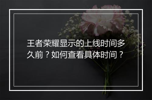 王者荣耀显示的上线时间多久前？如何查看具体时间？