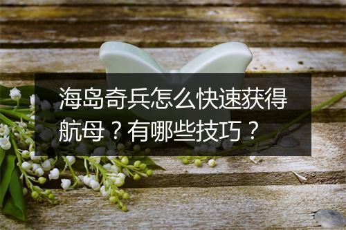 海岛奇兵怎么快速获得航母？有哪些技巧？