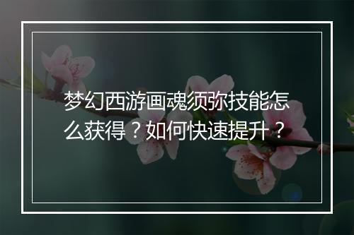 梦幻西游画魂须弥技能怎么获得？如何快速提升？