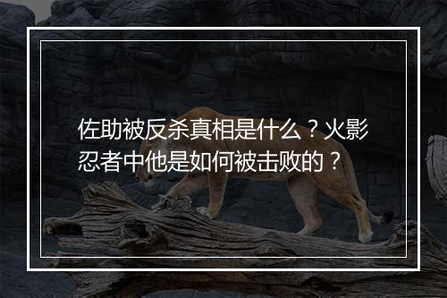 佐助被反杀真相是什么？火影忍者中他是如何被击败的？