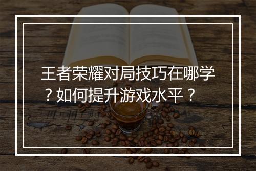 王者荣耀对局技巧在哪学？如何提升游戏水平？