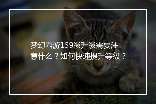 梦幻西游159级升级需要注意什么？如何快速提升等级？
