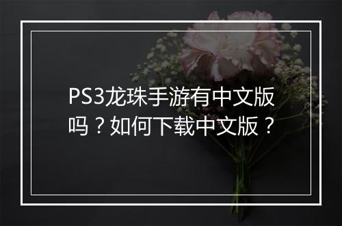 PS3龙珠手游有中文版吗？如何下载中文版？