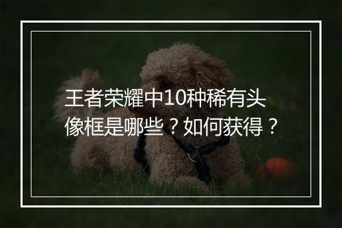 王者荣耀中10种稀有头像框是哪些？如何获得？