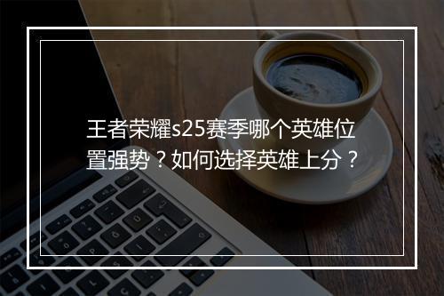 王者荣耀s25赛季哪个英雄位置强势？如何选择英雄上分？