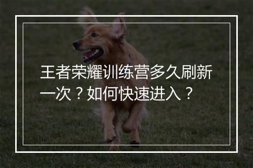 王者荣耀训练营多久刷新一次？如何快速进入？