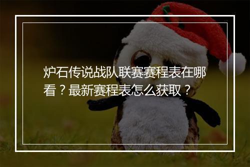 炉石传说战队联赛赛程表在哪看？最新赛程表怎么获取？