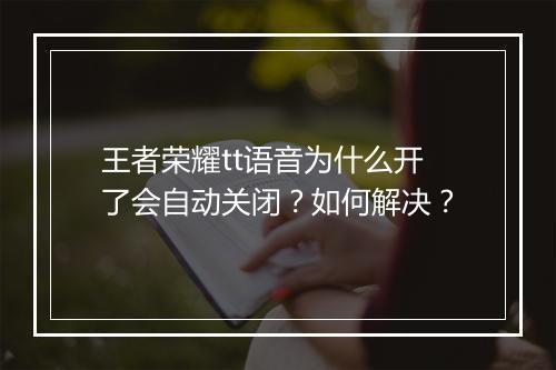 王者荣耀tt语音为什么开了会自动关闭？如何解决？